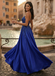 Spaghetti pailletter Satin Kjole