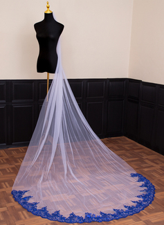 Simple Lace Edge Single Tier Bridal Cathedral Length 118" Wedding Veils 