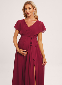 A-line Ruffle Chiffon Maternity Dress