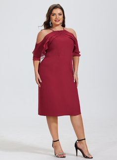 Jurk medium van de chiffon met koude schouder