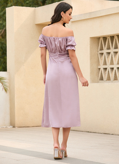 Strapless Satin Midi Dress