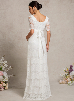 A-line Scoop Floor-Length Lace Maternity Dresses 
