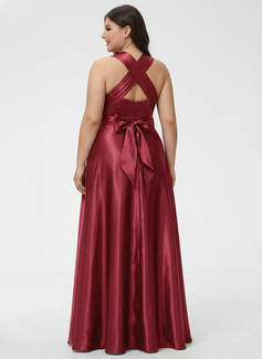 A-line One Shoulder Stretch Satin Dress