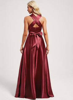 A-line One Shoulder Stretch Satin Dress