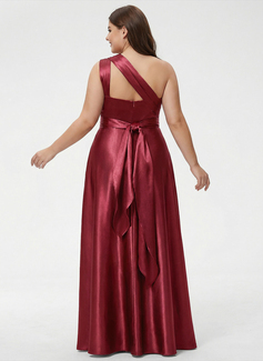 A-line One Shoulder Stretch Satin Dress