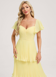 A-line Pleated Chiffon Dress