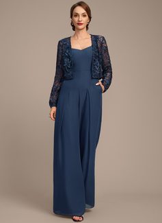 Jumpsuits Square Floor-Length Chiffon Mother of the Bride Dress 