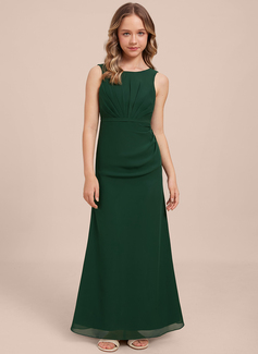 Slire Scoop Gulvlengde Chiffon Brudepikekjole ungdom 