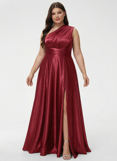 A-line One Shoulder Stretch Satin Dress