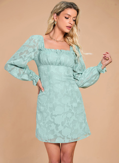 Firkantet utringning Kortermer Avslappet A-line kjole Chiffong Mini Motekjoler 