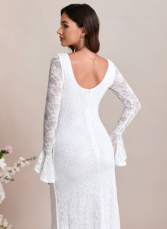 Sequins Boat Neck Long Sleeve Trumpet/Mermaid Lace Maxi Dress 