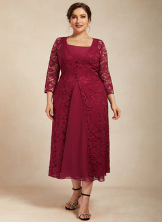 Kjole A-line kjole i Chiffon med Firkantet hals