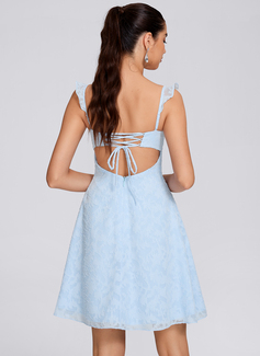 A-line Sweetheart Short Jacquard Homecoming Dress With Ruffle 