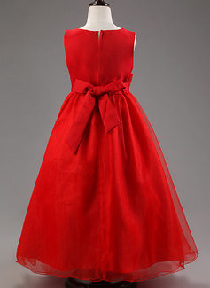 Ballkjole/Prinsesse Scoop Ankel-lengde Brudepikekjole barn med Blomst 