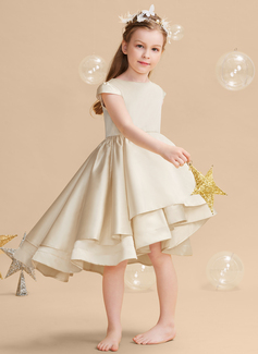 Ballkjole/Prinsesse Båthals Asymmetrisk Sateng Brudepikekjole barn 