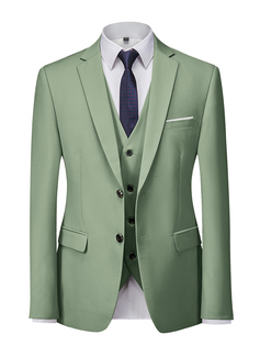 Solid Color 3 Piece Single Breasted Men's Wedding Formal Suit 