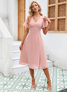 Cascading Ruffles Chiffon Midi Dress
