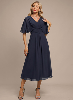 Pleated Chiffon Midi Dress