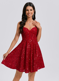 A-line Sweetheart Short Sequin Homecoming Dress With Sequins 