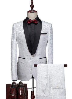 Print 2 Piece Single Breasted Men's Prom Tuxedo Suit 