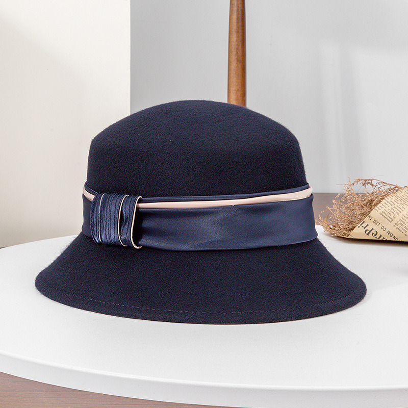 Elegant Winter Band Wool Wedding Cloche Hats 