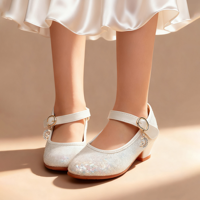 Girl's Flower Girl Shoes Wedding Glitter Round Toe Low Heel Shoes