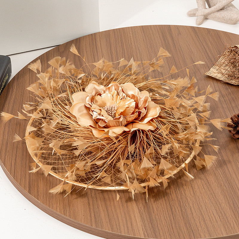 Women's Vintage Faux Feather Flower Mesh Wedding Kentucky Derby Fascinators With Clip 