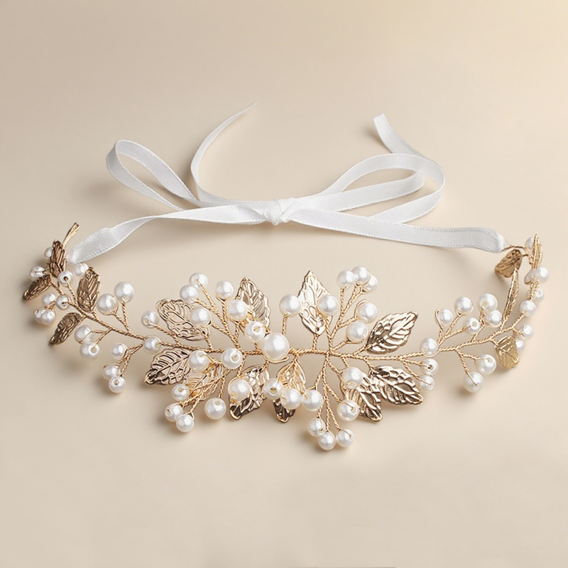 Perle Perlenstickerei Blatt Haarreben Haarschmuck Hochzeit Kopfschmuck 