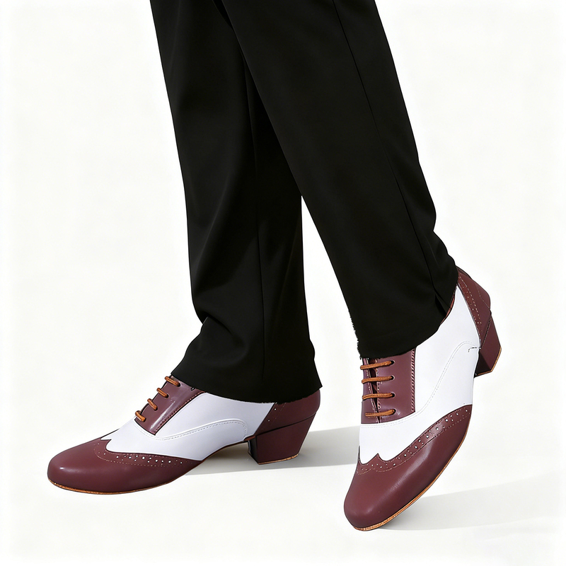 Men's Latin Shoes Cuban Heel Faux Leather Indoor Dance Shoes 