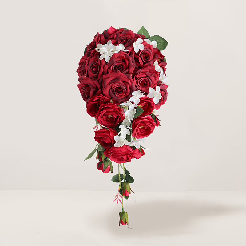 Kunstig Bryllupsblomster Overlappet Silke Rosene Brude Buketter 