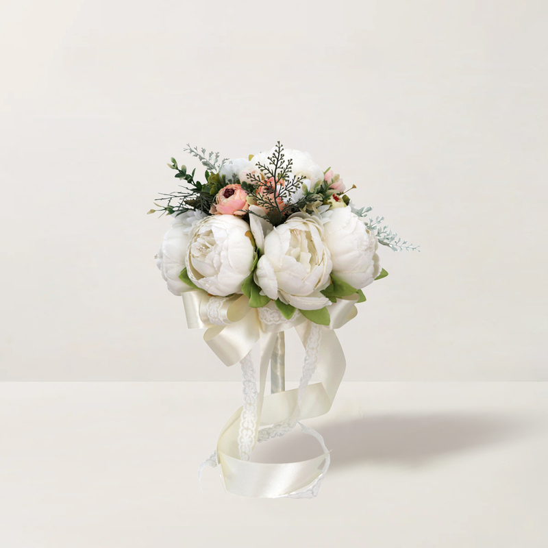 Artificial Wedding Flowers Round Silk Cloth Bridal Bouquets 