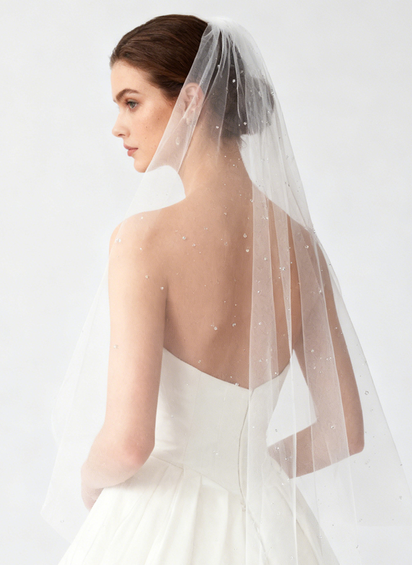 Cut Edge Single Tier Bridal Fingertip Length 31" Wedding Veils 