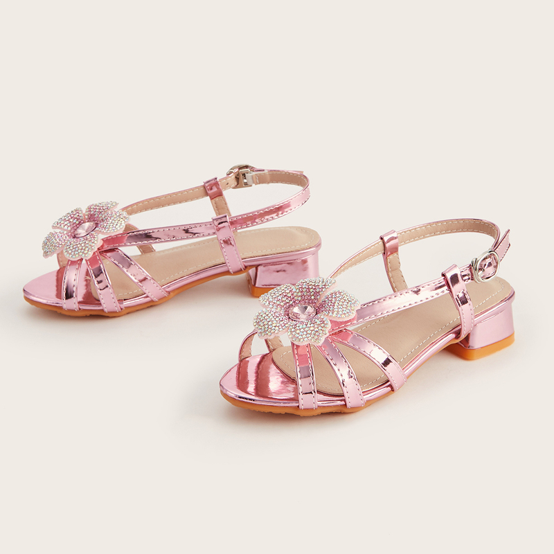 Girl's Sandals Daily Flower Faux Leather Open Toe Low Heel Shoes 
