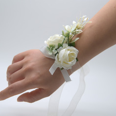 1 PC Artificial Wedding Flowers Silk Cloth Roses Wrist Corsage 
