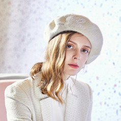 Vrouwen klassiek winter kralen bloem wol huwelijk cocktail baret van hat 
