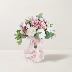 Artificial Wedding Flowers Free-Form Silk Cloth Roses Bridal Bouquets 
