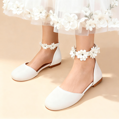 Mädchen Blumenmädchen Schuhe Hochzeit Blume Spitze Kunstleder Runde Schuhspitze Flach Schuhe 