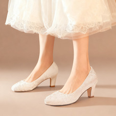 Женский Свадебная обувь кружевной Satin Высокий каблук Point Toe Свадебные Каблуки Обувь подружки невесты просто свадьба Вечер обувь 