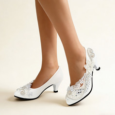 Dla kobiet Obuwie Ślubne Koronka Wysoki obcas Okrągły palec u nogi Obcasy ślubne Zabytkowe Kwiaty Ślub obuwie