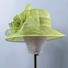 Mulher aba grande flores sinamay kentucky derby chapéus da igreja