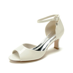 De mujer sandalías fiesta de graduación traje simple piel brillante sandalias con correa en el tobillo tacón alto peep toe verano hebilla zapatos 