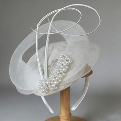 Damen Hochzeit Perlen Sinamay Cocktail Kentucky Derby Faszinatoren mit Stirnband 