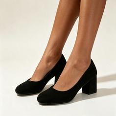 Women's Pumps Work Simple Suede Chunky Heel Round Toe Solid Color Slip On Shoes