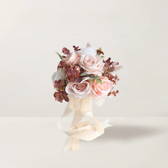 Artificial flores de casamento buquê forma flor de seda rosas buquês da nama de honra