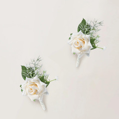 2 stuks kunstmatig bruiloftsbloemen zijde rozen boutonniere 