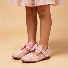Girl's Flats Wedding Bowknot Lace Round Toe Flat Heel Shoes