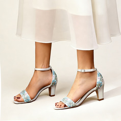 Damen Brautschuhe Satin High-Heels Offene Schuhspitze Brautsandalen Brautjungfernschuhe Boho Elegant Hochzeit Party Abschlussball Abend Cocktail Schuhe 