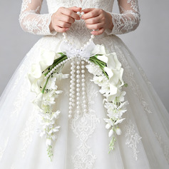 Artificial flores de casamento flor de seda os lírios de calla buquês de noiva