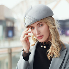 Vrouwen wijnoogst winter strik butterfly wol huwelijk cocktail baret van hat 