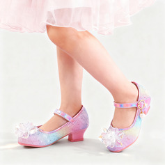 Girl's Princess Shoes Party Mary Jane Crystal Pearl Glitter Round Toe Low Heel Shoes 